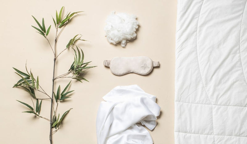 Close‑up of bamboo material, showing natural fibers and fabric texture derived from bamboo.